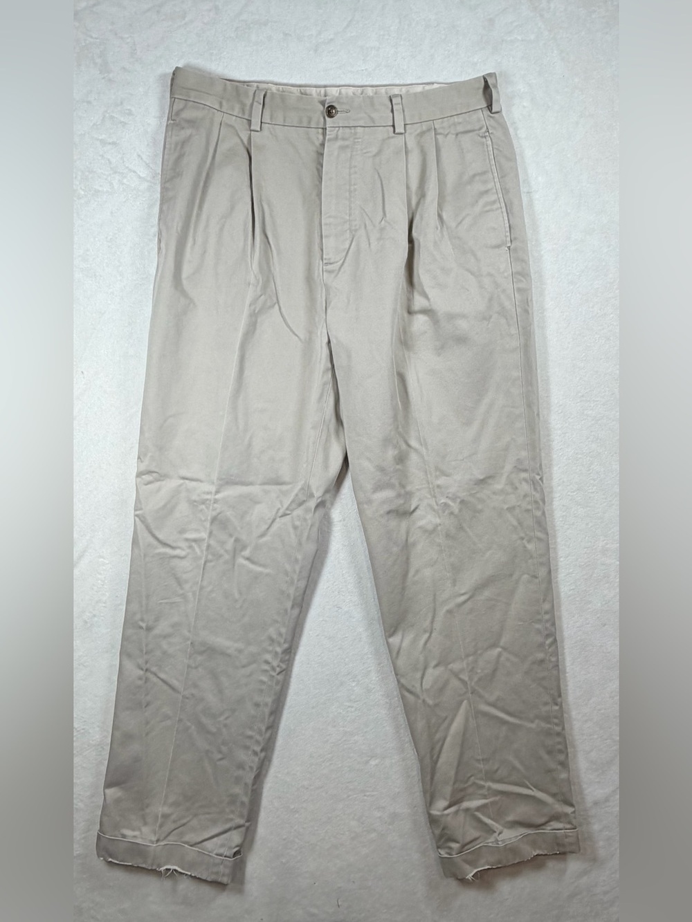 Brooks Brothers 36W 34L Advantage Chino Elliot Men's Pleated Chinos in Light Tan